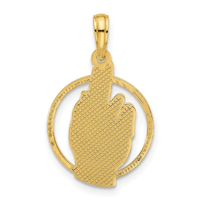 14k Yellow Gold 15 mm Polished Hand Gesture in Circle Charm 169 grams Qgold Charm Necklaces 14k Yellow Gold 15 mm Polished Hand Gesture in Circle Charm 169 grams Qgold Charm Necklaces
