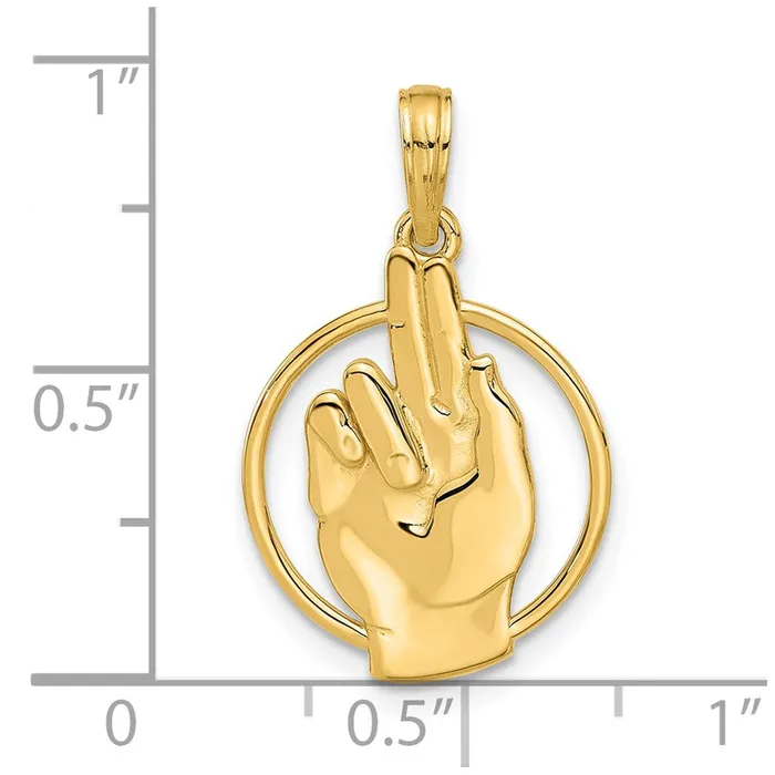 14k Yellow Gold 15 mm Polished Hand Gesture in Circle Charm 169 grams Qgold Charm Necklaces 14k Yellow Gold 15 mm Polished Hand Gesture in Circle Charm 169 grams Qgold Charm Necklaces