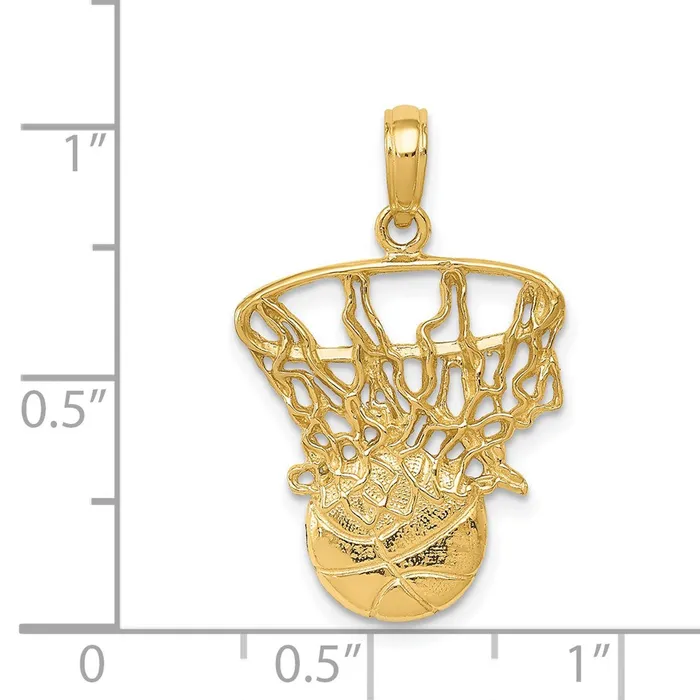 14k Yellow Gold 16 mm Swoosh Basketball and Net Pendant 161 grams Qgold Necklaces 14k Yellow Gold 16 mm Swoosh Basketball and Net Pendant 161 grams Qgold Necklaces