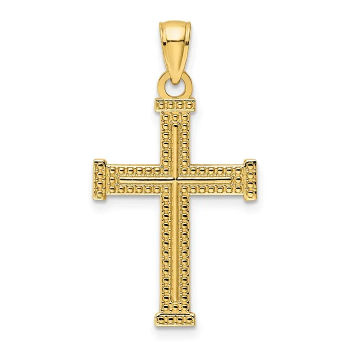 14k Yellow Gold 1725 mm Polished Beaded Cross Pendant 165 grams Qgold Necklaces 14k Yellow Gold 1725 mm Polished Beaded Cross Pendant 165 grams Qgold Necklaces