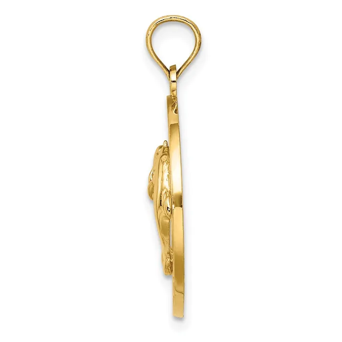 14k Yellow Gold 191 mm FLORIDA wDolphins Circle Charm 208 grams Qgold Charm Necklaces 14k Yellow Gold 191 mm FLORIDA wDolphins Circle Charm 208 grams Qgold Charm Necklaces