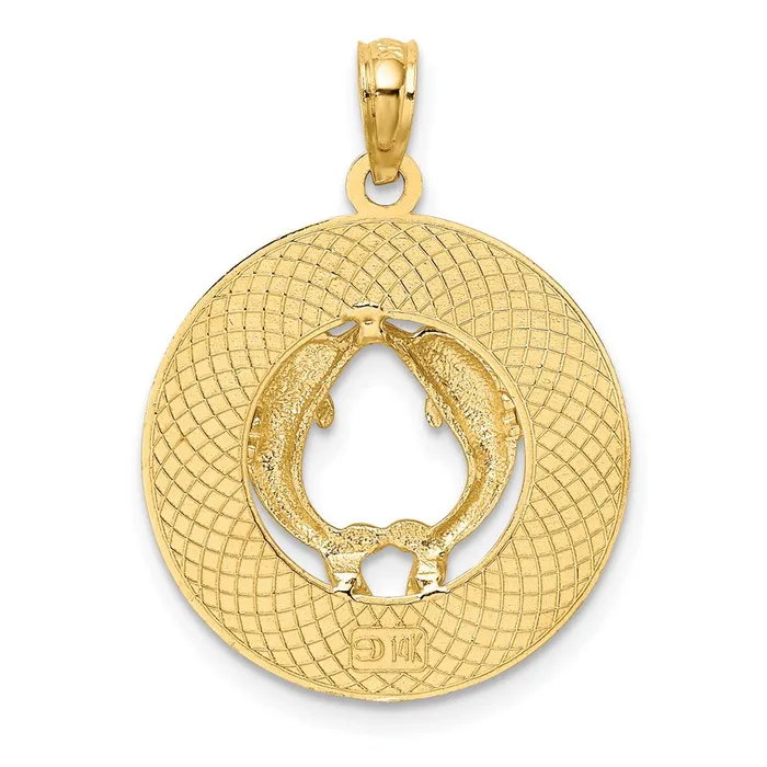 14k Yellow Gold 191 mm FLORIDA wDolphins Circle Charm 208 grams Qgold Charm Necklaces 14k Yellow Gold 191 mm FLORIDA wDolphins Circle Charm 208 grams Qgold Charm Necklaces