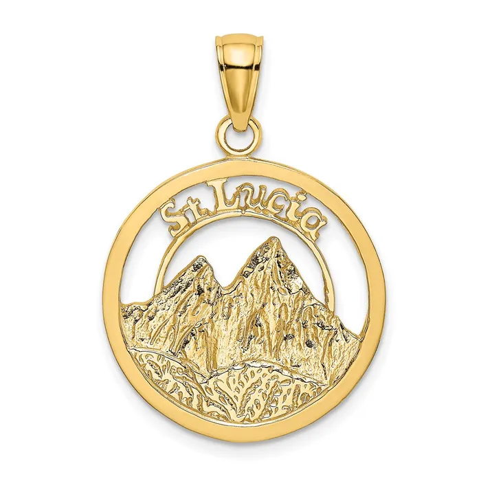 14k Yellow Gold 194 mm ST LUCIA Twin Pitons Charm 294 grams Qgold Charm Necklaces 14k Yellow Gold 194 mm ST LUCIA Twin Pitons Charm 294 grams Qgold Charm Necklaces
