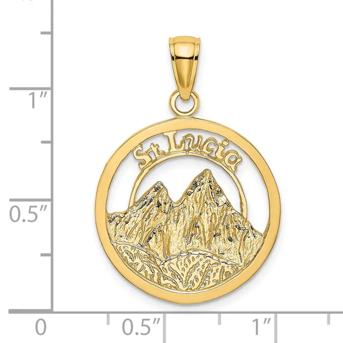 14k Yellow Gold 194 mm ST LUCIA Twin Pitons Charm 294 grams Qgold Charm Necklaces 14k Yellow Gold 194 mm ST LUCIA Twin Pitons Charm 294 grams Qgold Charm Necklaces