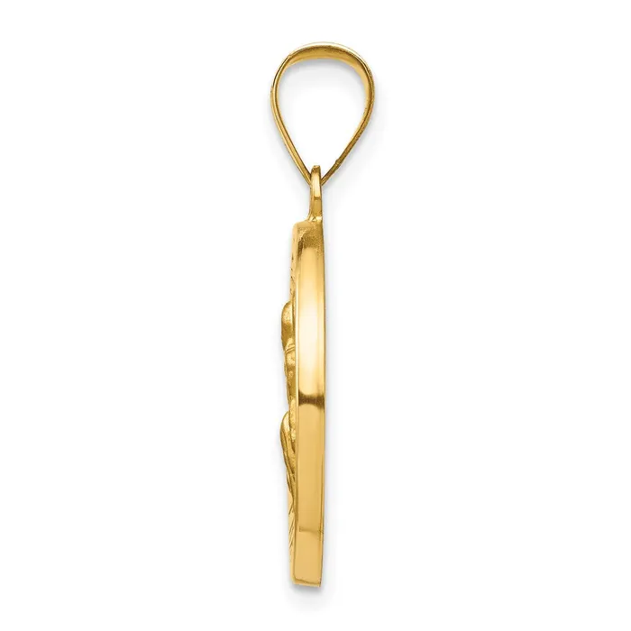14k Yellow Gold 19 mm Polished and Satin St Peregrine Medal Hollow Pendant 13 grams Qgold Necklaces