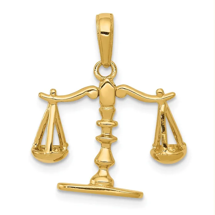 14k Yellow Gold 20 mm 3D Moveable Scales of Justice Pendant 196 grams Qgold Necklaces 14k Yellow Gold 20 mm 3D Moveable Scales of Justice Pendant 196 grams Qgold Necklaces