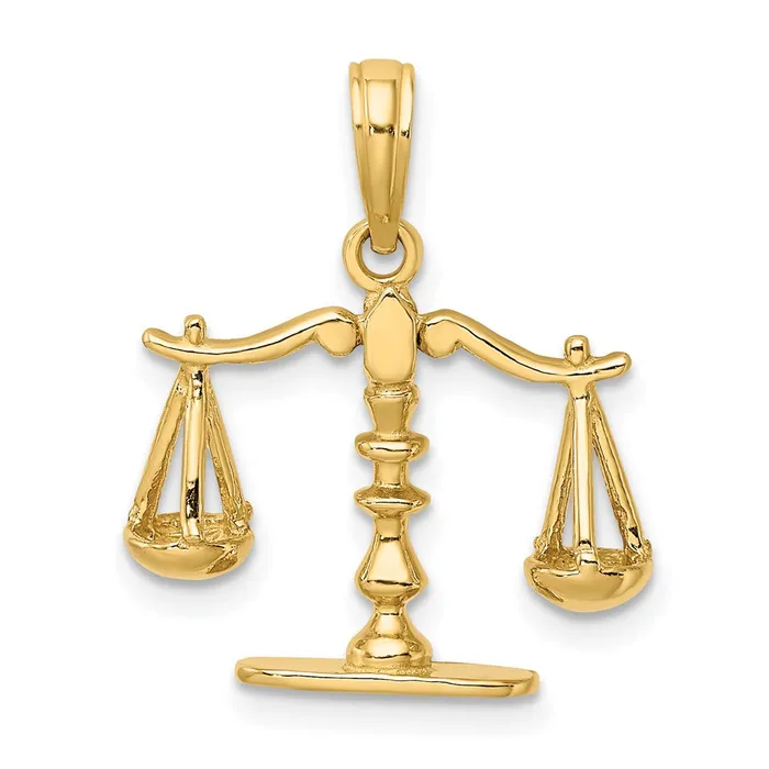 14k Yellow Gold 20 mm 3D Moveable Scales of Justice Pendant 196 grams Qgold Necklaces 14k Yellow Gold 20 mm 3D Moveable Scales of Justice Pendant 196 grams Qgold Necklaces