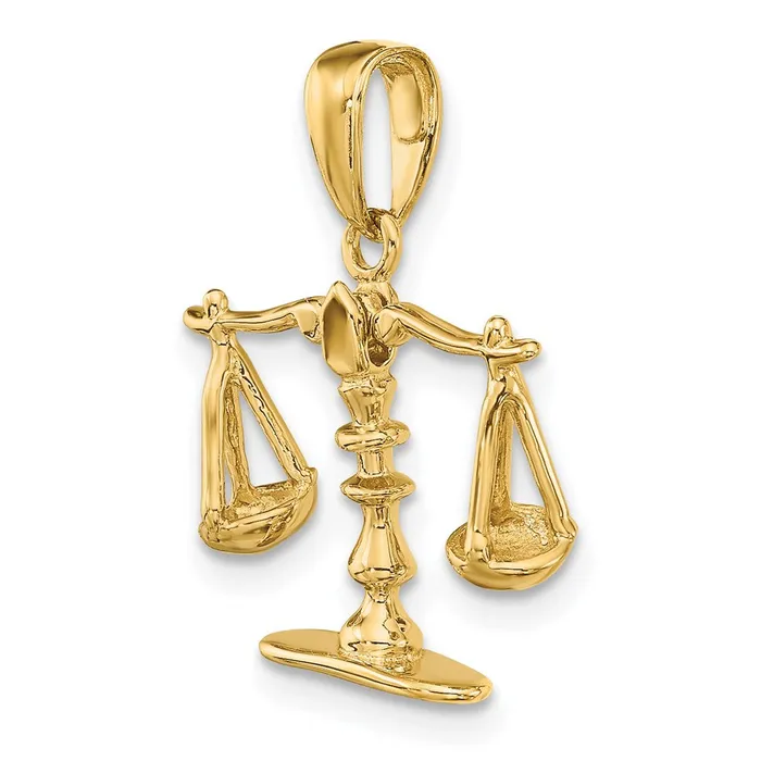 14k Yellow Gold 20 mm 3D Moveable Scales of Justice Pendant 196 grams Qgold Necklaces 14k Yellow Gold 20 mm 3D Moveable Scales of Justice Pendant 196 grams Qgold Necklaces