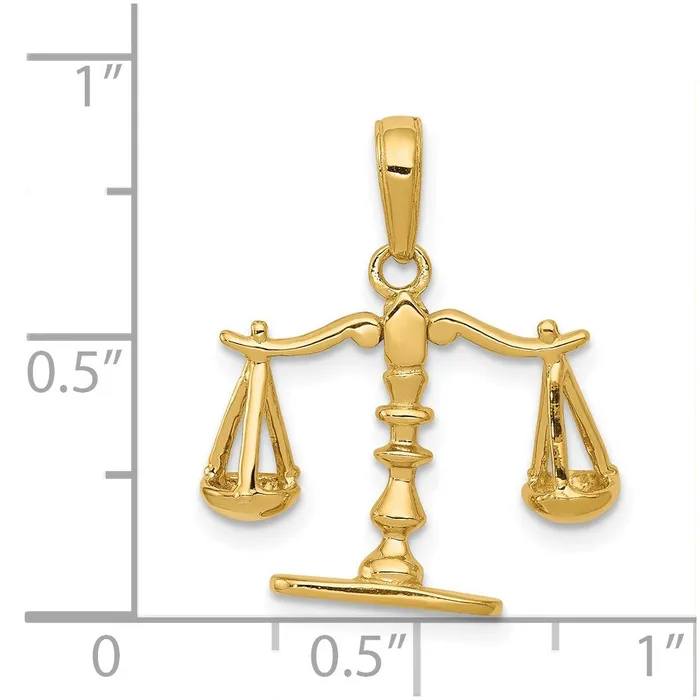 14k Yellow Gold 20 mm 3D Moveable Scales of Justice Pendant 196 grams Qgold Necklaces 14k Yellow Gold 20 mm 3D Moveable Scales of Justice Pendant 196 grams Qgold Necklaces