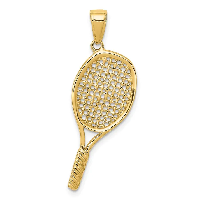 14k Yellow Gold 20 mm Solid Polished 3D Tennis Racquet Pendant 208 grams Qgold PreStyled Sets 14k Yellow Gold 20 mm Solid Polished 3D Tennis Racquet Pendant 208 grams Qgold PreStyled Sets