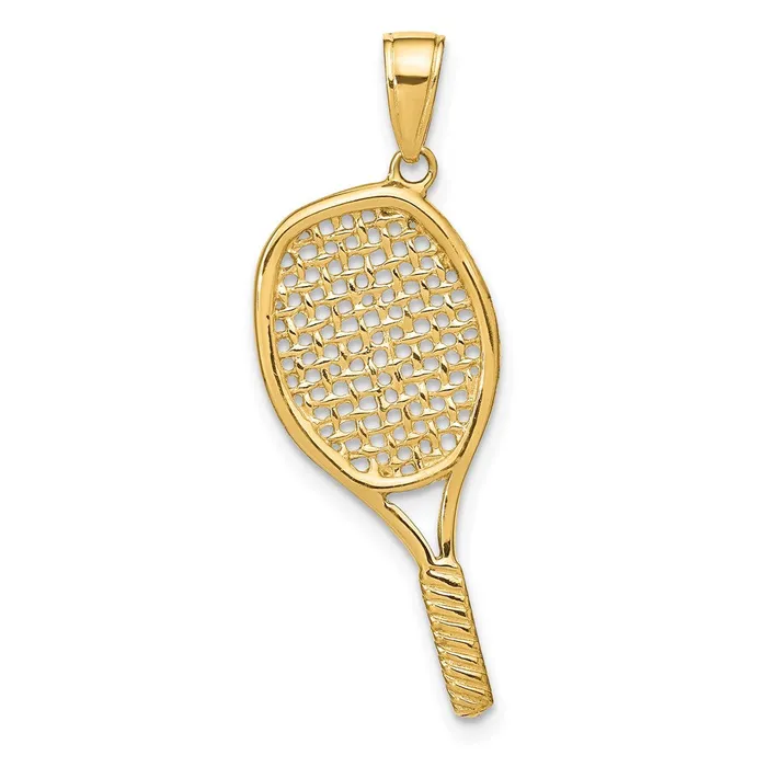 14k Yellow Gold 20 mm Solid Polished 3D Tennis Racquet Pendant 208 grams Qgold PreStyled Sets 14k Yellow Gold 20 mm Solid Polished 3D Tennis Racquet Pendant 208 grams Qgold PreStyled Sets