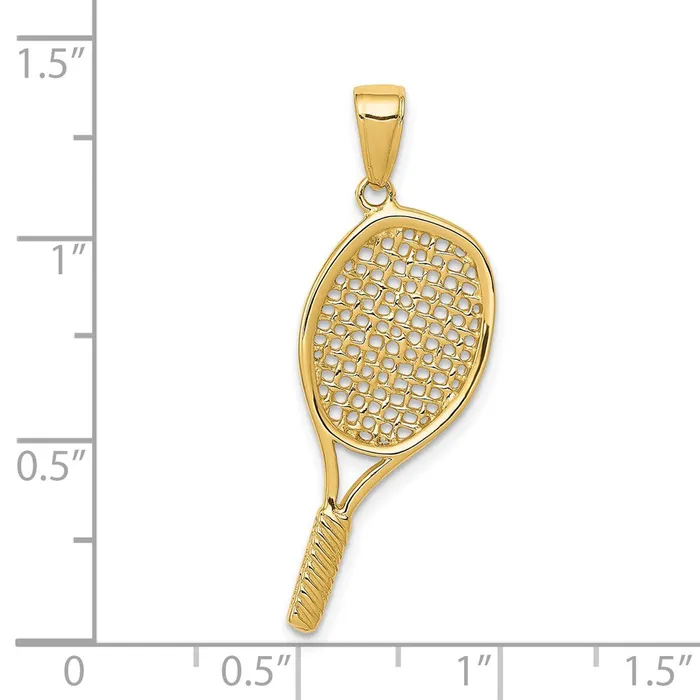 14k Yellow Gold 20 mm Solid Polished 3D Tennis Racquet Pendant 208 grams Qgold PreStyled Sets 14k Yellow Gold 20 mm Solid Polished 3D Tennis Racquet Pendant 208 grams Qgold PreStyled Sets