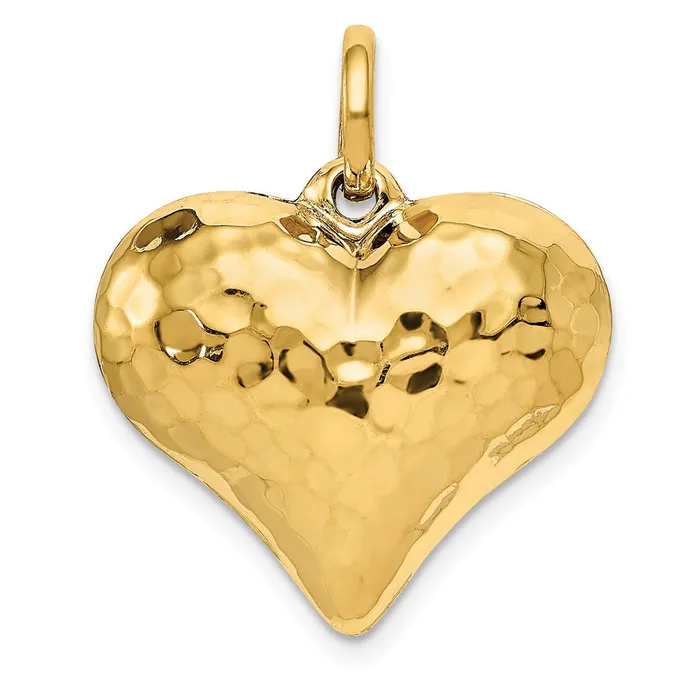 14k Yellow Gold 21 mm red 3D Heart Pendant 25 grams Qgold Necklaces