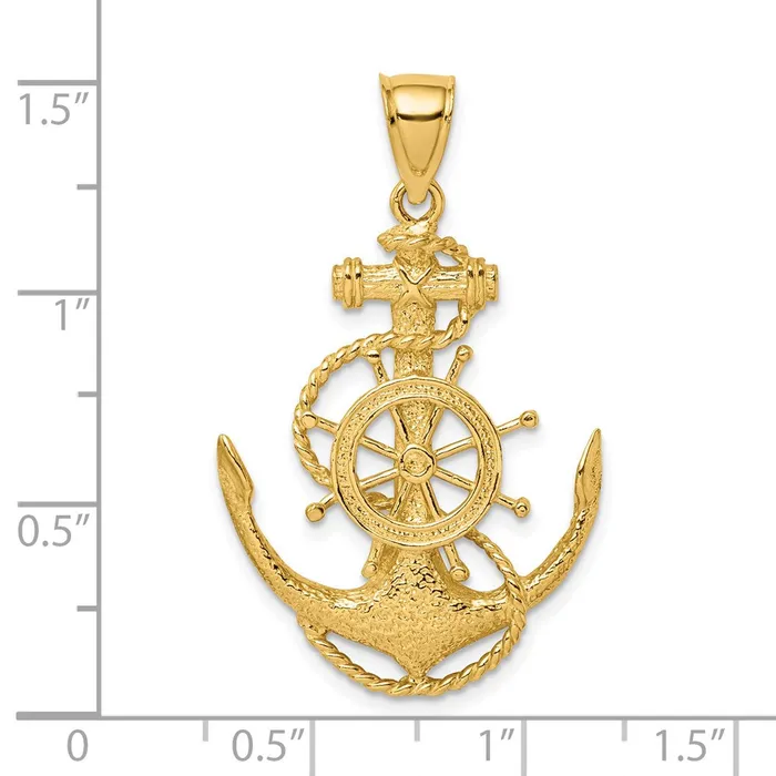 14k Yellow Gold 246 mm 2D Anchor and Wheel Charm 425 grams Qgold Charm Necklaces 14k Yellow Gold 246 mm 2D Anchor and Wheel Charm 425 grams Qgold Charm Necklaces