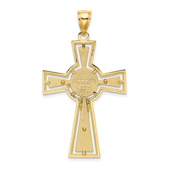 14k Yellow Gold 25 mm CutOut Crucifix W Center Circle Charm 472 grams Qgold Charm Necklaces 14k Yellow Gold 25 mm CutOut Crucifix W Center Circle Charm 472 grams Qgold Charm Necklaces