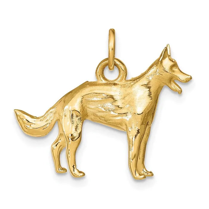 14k Yellow Gold 25 mm Solid Polished 3D German Shepherd Charm 543 grams Qgold Charm Necklaces 14k Yellow Gold 25 mm Solid Polished 3D German Shepherd Charm 543 grams Qgold Charm Necklaces
