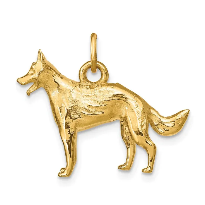 14k Yellow Gold 25 mm Solid Polished 3D German Shepherd Charm 543 grams Qgold Charm Necklaces 14k Yellow Gold 25 mm Solid Polished 3D German Shepherd Charm 543 grams Qgold Charm Necklaces