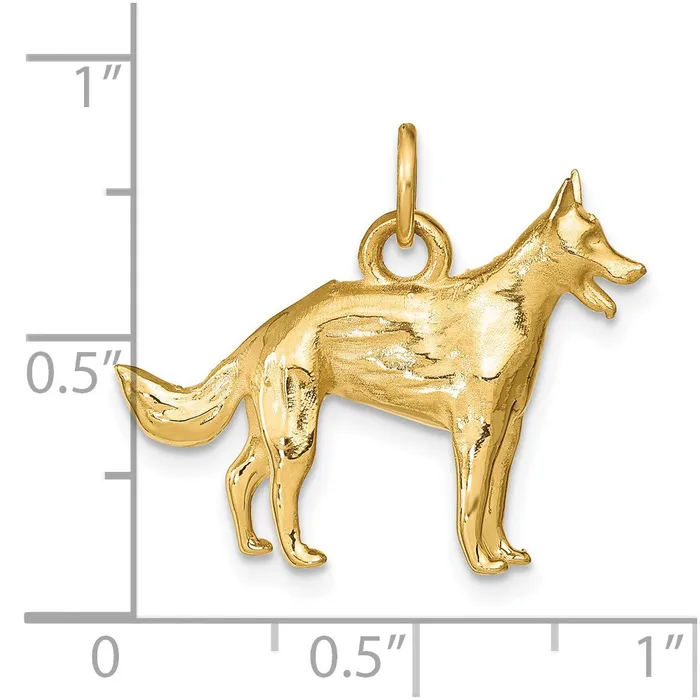 14k Yellow Gold 25 mm Solid Polished 3D German Shepherd Charm 543 grams Qgold Charm Necklaces 14k Yellow Gold 25 mm Solid Polished 3D German Shepherd Charm 543 grams Qgold Charm Necklaces