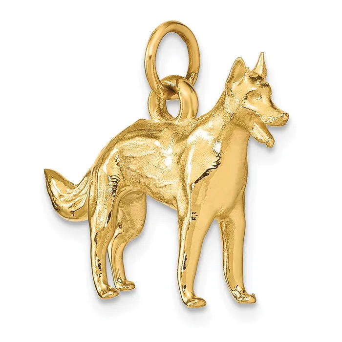 14k Yellow Gold 25 mm Solid Polished 3D German Shepherd Charm 543 grams Qgold Charm Necklaces 14k Yellow Gold 25 mm Solid Polished 3D German Shepherd Charm 543 grams Qgold Charm Necklaces