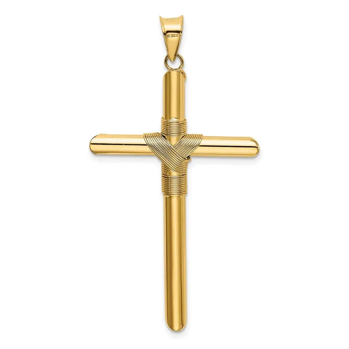 14k Yellow Gold 267 mm Polished wCenter Wrap Tube Cross Pendant 275 grams Qgold Necklaces 14k Yellow Gold 267 mm Polished wCenter Wrap Tube Cross Pendant 275 grams Qgold Necklaces