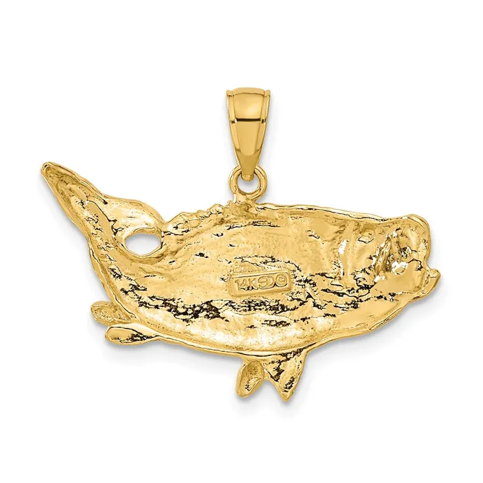 14k Yellow Gold 27 mm Polished OpenBacked Bass Fish Pendant 325 grams Qgold Necklaces 14k Yellow Gold 27 mm Polished OpenBacked Bass Fish Pendant 325 grams Qgold Necklaces