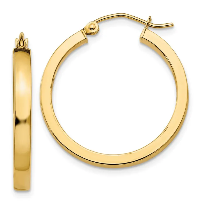 14k Yellow Gold 3 mm Square Tube Hoops 206 grams Qgold PreStyled Sets