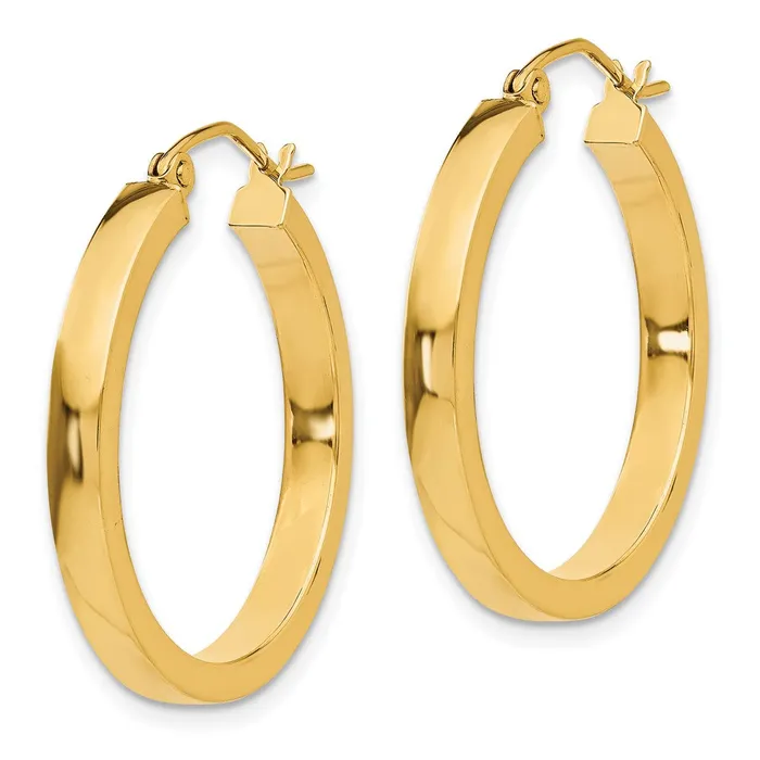 14k Yellow Gold 3 mm Square Tube Hoops 206 grams Qgold PreStyled Sets
