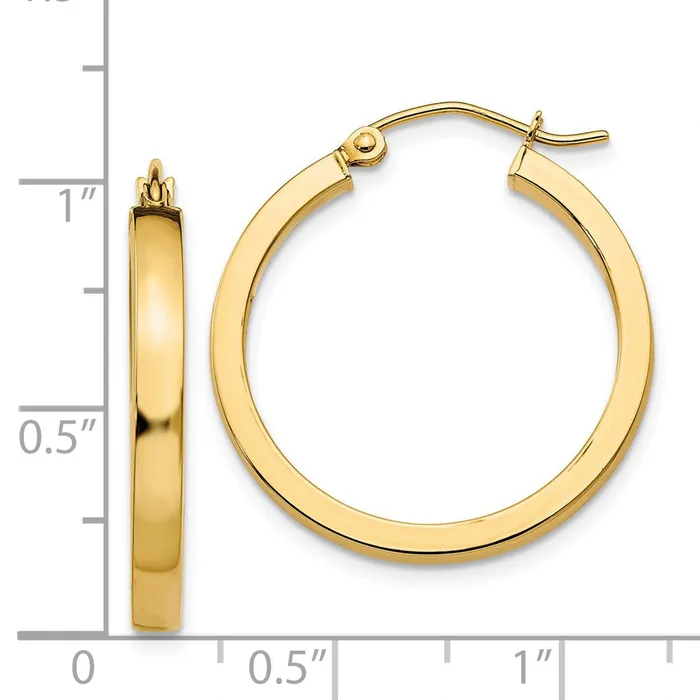 14k Yellow Gold 3 mm Square Tube Hoops 206 grams Qgold PreStyled Sets