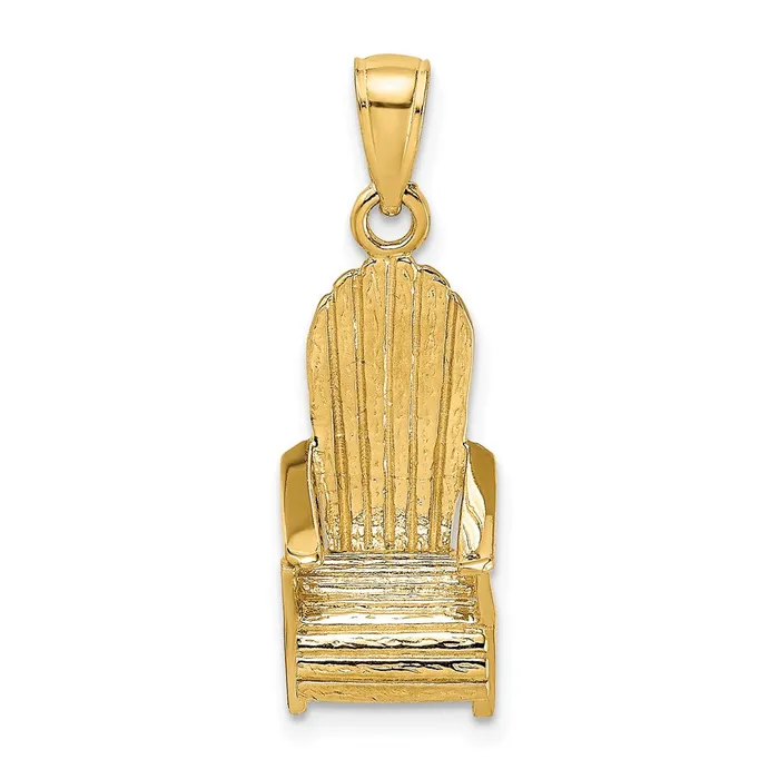 14k Yellow Gold 9 mm 3D Beach Chair Charm 255 grams Qgold Charm Necklaces 14k Yellow Gold 9 mm 3D Beach Chair Charm 255 grams Qgold Charm Necklaces