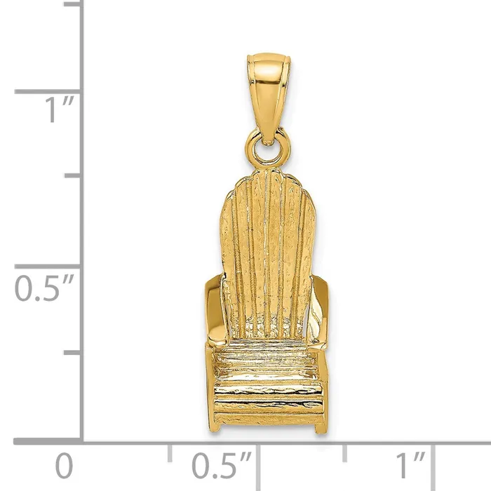 14k Yellow Gold 9 mm 3D Beach Chair Charm 255 grams Qgold Charm Necklaces 14k Yellow Gold 9 mm 3D Beach Chair Charm 255 grams Qgold Charm Necklaces