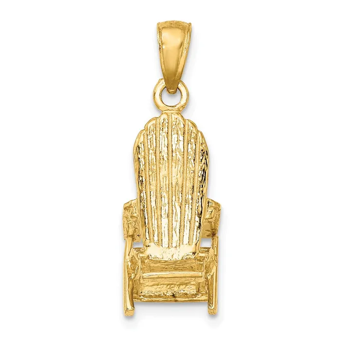14k Yellow Gold 9 mm 3D Beach Chair Charm 255 grams Qgold Charm Necklaces 14k Yellow Gold 9 mm 3D Beach Chair Charm 255 grams Qgold Charm Necklaces