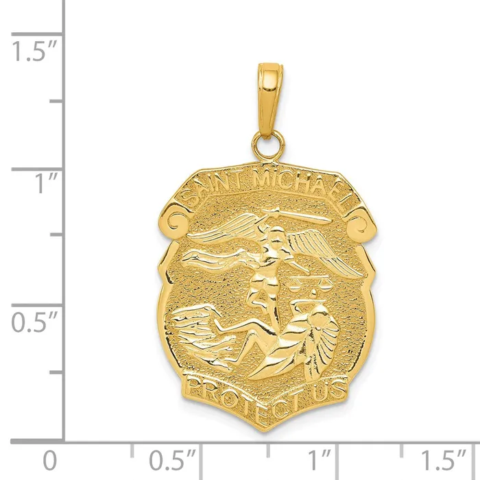 14k Yellow Gold Gold Polished Large Saint Michael Protect Us Medal Pendant 375 grams Qgold PreStyled Sets 14k Yellow Gold Gold Polished Large Saint Michael Protect Us Medal Pendant 375 grams Qgold PreStyled Sets