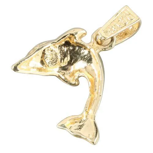 14K Yellow Gold Opal Inlaid Dolphin Pendant Chain Sold Separately Nakoa Necklaces