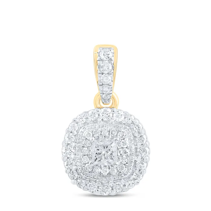 14Kt Gold 38CtwDia Cn Fashion Cushion Pendant GND Necklaces