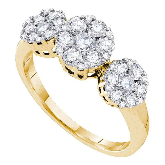14Kt Yellow Gold 1 CtDia Ana M 3Flower Fashion Ring 301 grams GND Rings 14Kt Yellow Gold 1 CtDia Ana M 3Flower Fashion Ring 301 grams GND Rings
