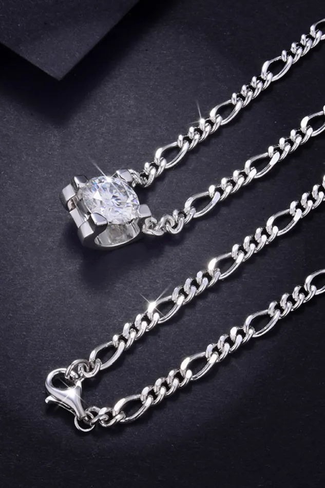 2 Carat Moissanite 925 Sterling Silver Pendant Necklace Trendsi Necklaces