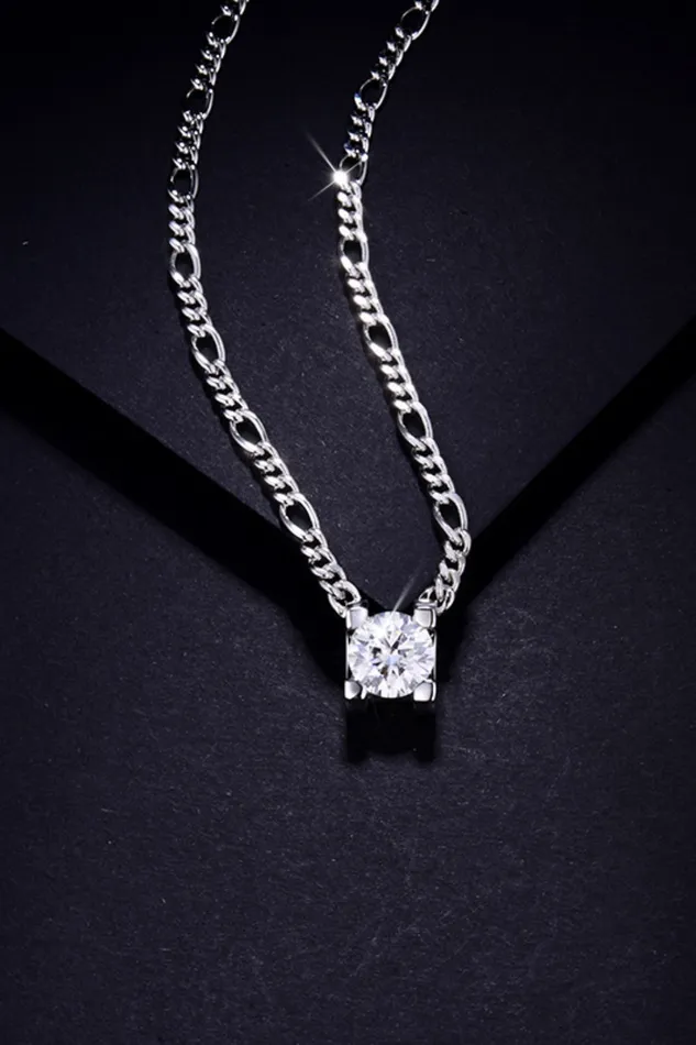 2 Carat Moissanite 925 Sterling Silver Pendant Necklace Trendsi Necklaces
