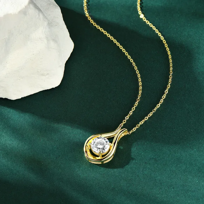 2 Carat Moissanite 925 Sterling Silver Pendant Necklace Trendsi Necklaces