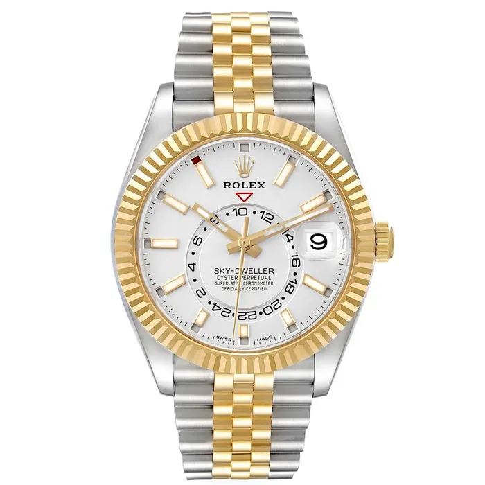 2020 Mens Rolex 42mm Sky Dweller Two Tone 18K Yellow Gold Stainless Steel Watch with White Dial PreOwned 326933 Rolex Rings 2020 Mens Rolex 42mm Sky Dweller Two Tone 18K Yellow Gold Stainless Steel Watch with White Dial PreOwned 326933 Rolex Rings