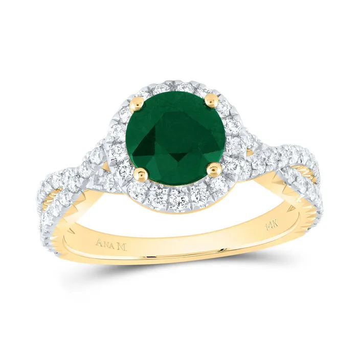 34CtwDia Ana M 7MmRdEm Nat Gem Single Halo Engagement Ring 472 grams GND Rings 34CtwDia Ana M 7MmRdEm Nat Gem Single Halo Engagement Ring 472 grams GND Rings
