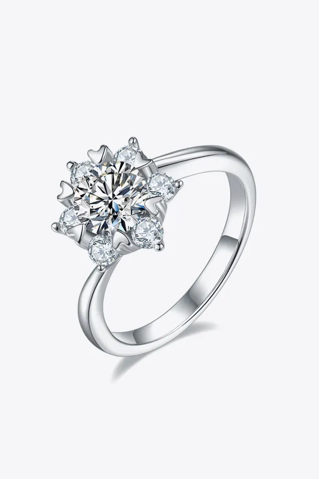 Adored 1 Carat Moissanite 925 Sterling Silver Cluster Ring Trendsi Rings