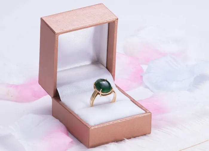 AME Jewellery Burmese Oval Cabochon Jadeite Jade Classic Ring in 14K Yellow Gold Rings AME Jewellery Burmese Oval Cabochon Jadeite Jade Classic Ring in 14K Yellow Gold Rings