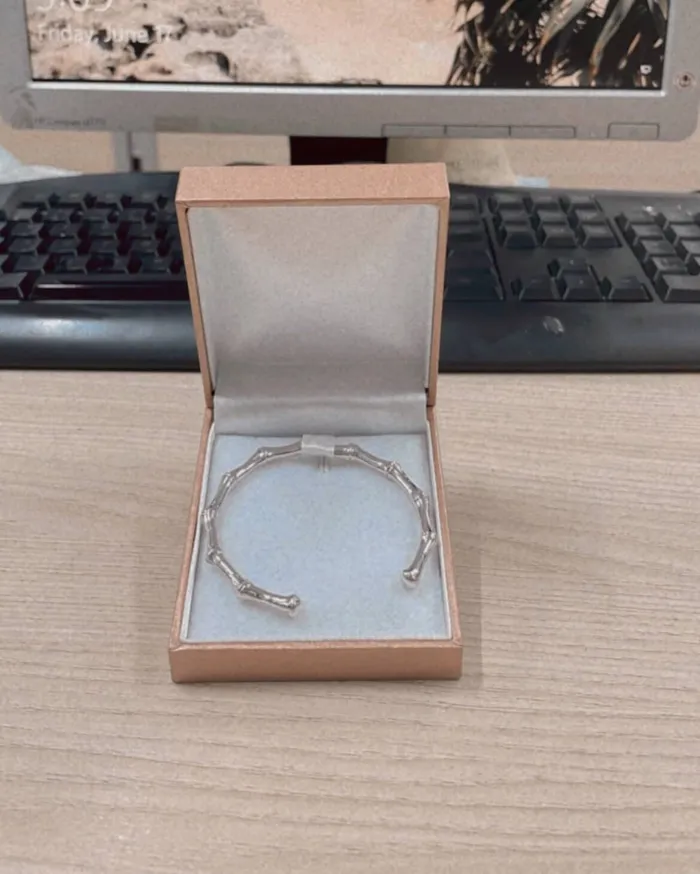 AME Jewellery Rings Lucky Bamboo Adjustable Bangle in Sterling Silver