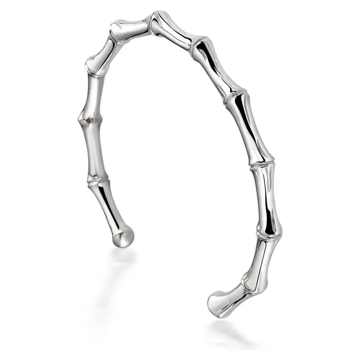 AME Jewellery Rings Lucky Bamboo Adjustable Bangle in Sterling Silver