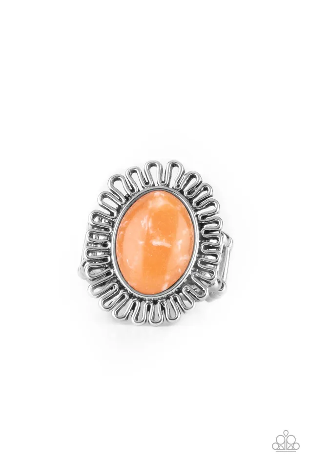 Anasazi Arbor Orange Stone Silver Ring Paparazzi Paparazzi Accessories Rings