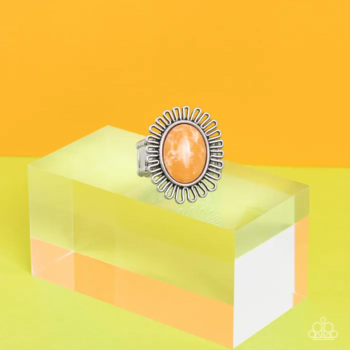 Anasazi Arbor Orange Stone Silver Ring Paparazzi Paparazzi Accessories Rings