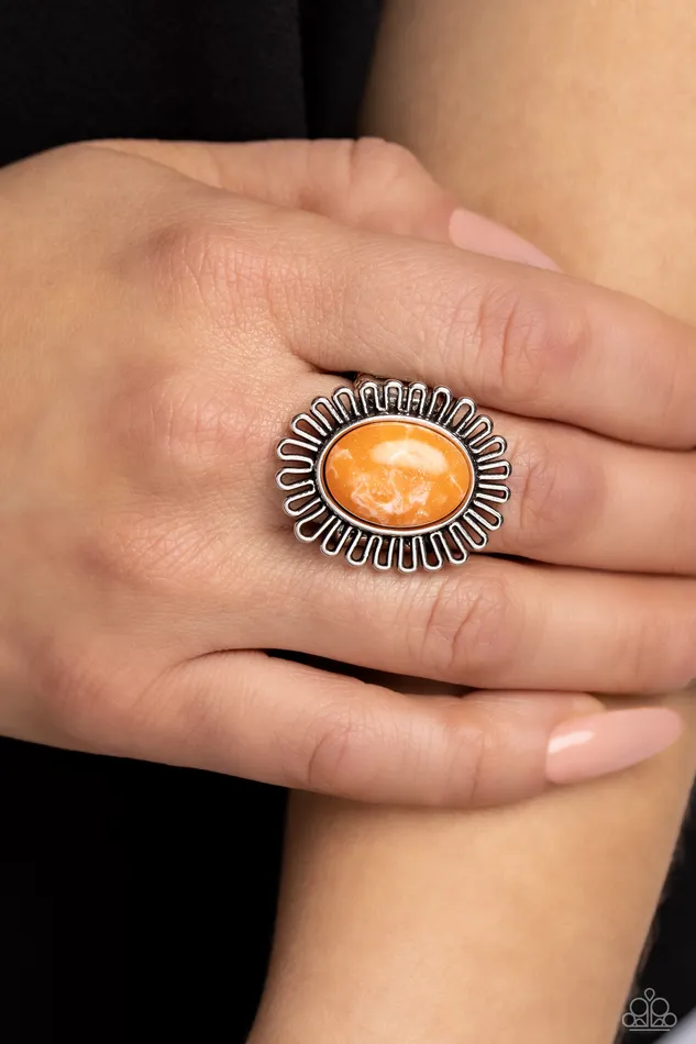 Anasazi Arbor Orange Stone Silver Ring Paparazzi Paparazzi Accessories Rings