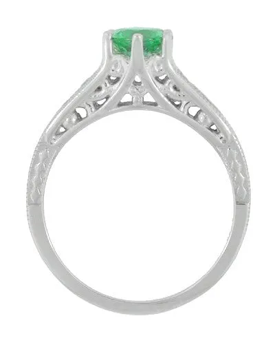 Antique Deco Style Filigree Spearmint Green Tourmaline and Diamond Engagement Ring in 14 Karat White Gold Antique Jewelry Mall Rings Antique Deco Style Filigree Spearmint Green Tourmaline and Diamond Engagement Ring in 14 Karat White Gold Antique Jewelry Mall Rings