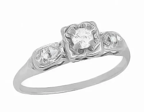 Antique Jewelry Mall 1950s Heirloom Diamond Engagement Ring in 14 Karat White Gold Vintage Promise Ring Rings Antique Jewelry Mall 1950s Heirloom Diamond Engagement Ring in 14 Karat White Gold Vintage Promise Ring Rings