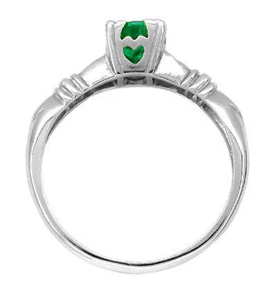 Antique Jewelry Mall Art Deco Hearts and Clovers Emerald Engagement Ring in 14 Karat White Gold Rings Antique Jewelry Mall Art Deco Hearts and Clovers Emerald Engagement Ring in 14 Karat White Gold Rings